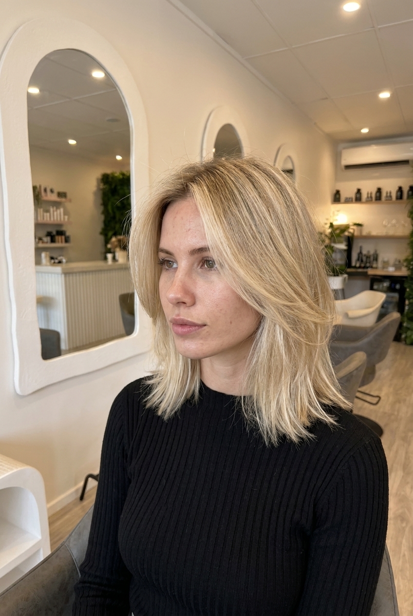 Layered blonde lob